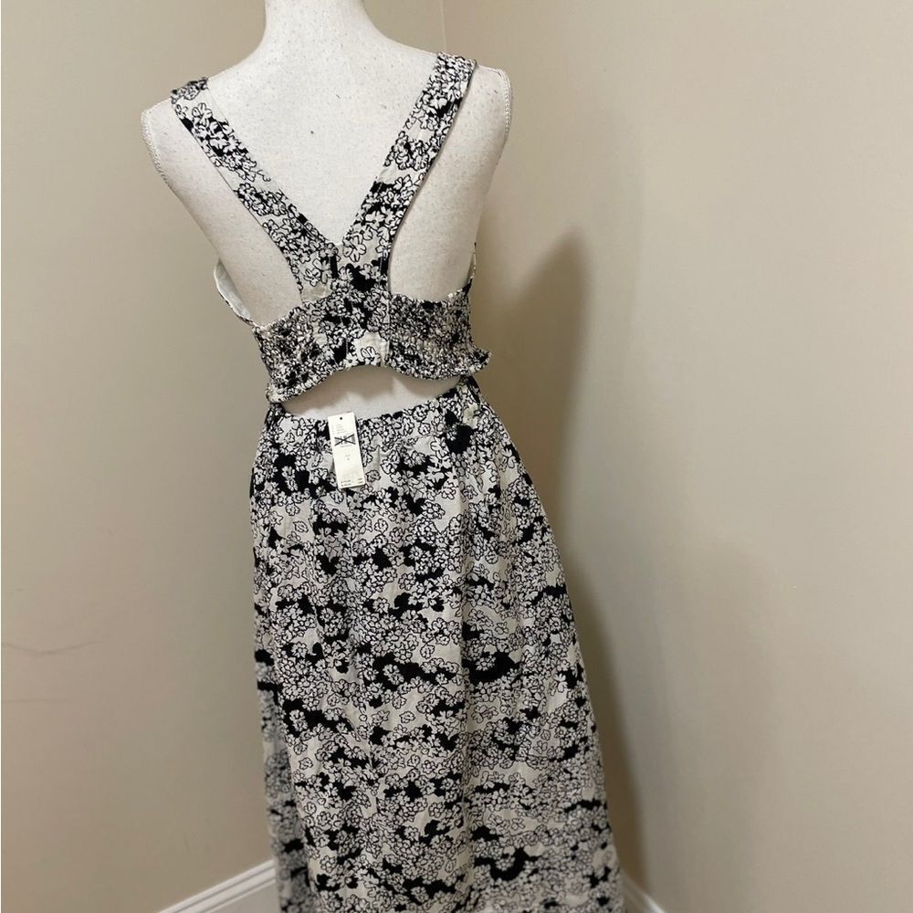NWT Anthropologie floral black white printed midi sundress sleeveless  Size S - Picture 9 of 10